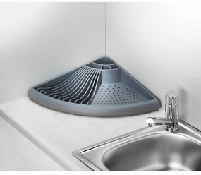Scurgator de colt pentru vase Grey, Wenko, 9 x 35 x 50 cm, polipropilena, gri