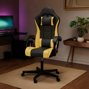 Juskys Scaun de birou HyperSeat - negru/galben
