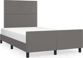vidaXL Cadru de pat cu tăblie, gri, 120x200 cm, piele ecologică
