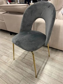 PRODUS RESIGILAT - Scaun K385, gri/auriu, stofa catifelata/metal, 54x5