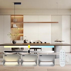 Immax NEO 07305L - Lustră LED dimabilă pe cablu MADEIRA, 44W/230V, Wi-Fi Tuya, 202 cm, stejar