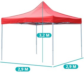 Pavilion pliant 2,9x2,9m-rosu