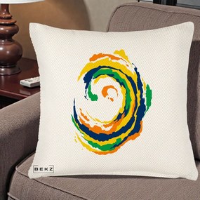 Perna Decorativa Vortex Abstract Colorat, 40x40 cm, Crem Reliefat, Husa Detasabila, Perna Inclusa, BEKZ®