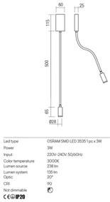 Veioză LED flexibilă Redo 01-2754 WALLIE LED/3W/230V USB CRI 90 alb