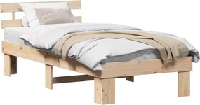 vidaXL Cadru de pat natural 100 x 200 cm Lemn de pin masiv