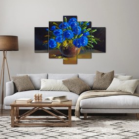 Tablou - Flori albastre în vază (150x105 cm)