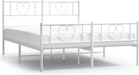 vidaXL Cadru de pat metalic cu tăblie, alb, 160x200 cm