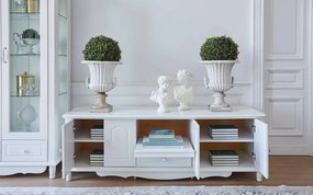Cabinet TV lemn masiv alb Elizabeth, 180 × 58 × 62 cm