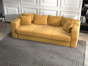 Canapea extensibilă dumonde cu ladă de depozitare si sezut confortabil din spuma high-density, Gloria Royal Muștar  240x100 cm