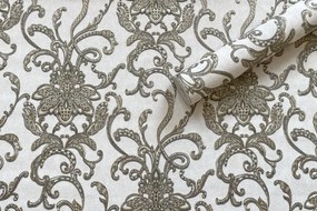 Tapet dormitor, stil baroc, argintiu, model Seville
