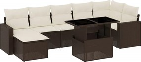 vidaXL Set canapele de grădină cu perne, 8 piese, maro, poliratan