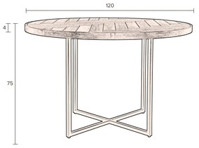 Masă de dining rotundă cu blat cu aspect de lemn de stejar ø 120 cm Class – Dutchbone