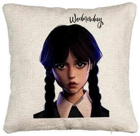 Perna Decorativa Canapea, Model Wednesday Addams 8, 40x40 cm, Cu fermoar