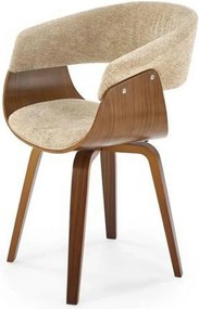 Scaun scandinav tapitat K545, bej/nuc, stofa clasica/placaj, 63x53x83