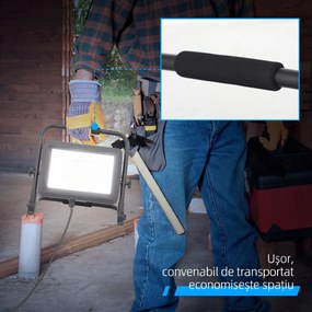 HOMCOM Lampă de Lucru LED, Portabilă și Rezistentă la Intemperii, 35x20x32 cm, Negru | Aosom Romania