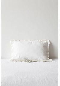 Față de pernă din in cu tiv plisat Linen Tales, 50 x 60 cm, alb
