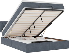 vidaXL Cadru de pat otoman cu saltea Gri închis 140x190cm catifea