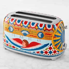 Prajitor de paine SMEG Dolce & Gabbana Sicily is my Love! TSF02DGEU, 1500 W, 4 felii, 6 trepte, Tava pentru firimituri, Cablu integrat, Otel inoxidabil, Multicolor