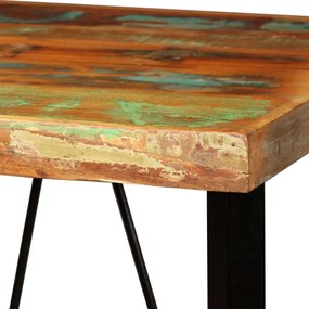Set mobilier bar, 3 piese lemn masiv reciclat si piele naturala 3
