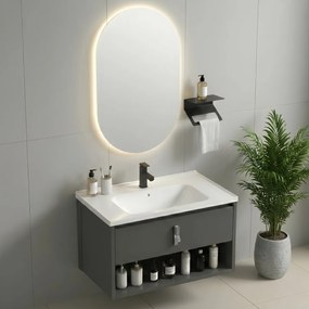 Set mobilier de baie cu lavoar Toledo 60cm Grey