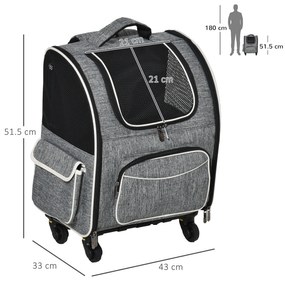 PawHut Transport pentru caini cu roti, geanta pentru carucior cu design 2 in 1, tesatura Oxford si poliester, 43x33x51,5 cm | AOSOM RO