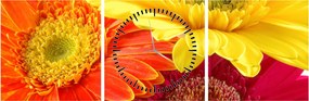 Tablou - Flori Gerbery (cu ceas) (90x30 cm)