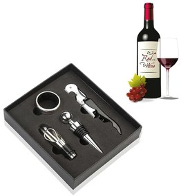 Set Cadou   Accesorii Vin, 4 piese   in cutie estetica, culoare Neagra