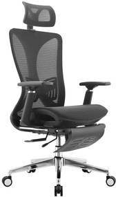 Scaun ergonomic, Full Mesh, sezut translatie, suport picioare, Negru