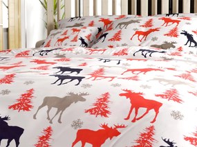 Lenjerie de pat din bumbac ELAN DE CRACIUN alb Dimensiune lenjerie de pat: 70 x 90 cm | 140 x 220 cm
