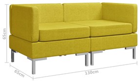 Canapele de colt modulare cu perne, 2 buc., galben, textil Galben, 2x corner sofas