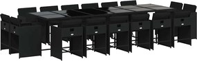 vidaXL Set mobilier de grădină cu perne, 17 piese, negru, poliratan