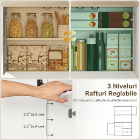 HOMCOM Bufet de Bucătărie Înalt 162 cm, Mobilier de Depozitare cu 2 Dulapuri, 2 Sertare, Suport Condimente, Orificii pentru Cabluri, Rafturi Reglabile, Blat pentru Cuptor cu Microunde, Suporturi pentru Cești, Alb | Aosom Romania