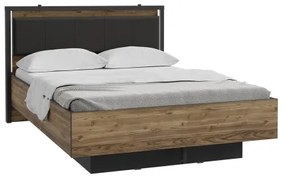 Pat dublu cu spațiu de depozitare OREN 140x200 cm, maro/negru