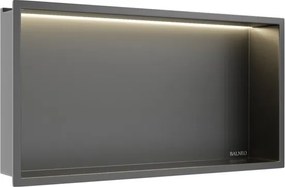 Raft incastrat dreptunghiular Balneo Wall-Box One LED cu rama 60x30x10 cm Gun Metal mat