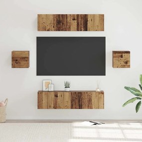 vidaXL Set comodă TV Pe perete 6 pcs Lemn vechi Lemn compozit
