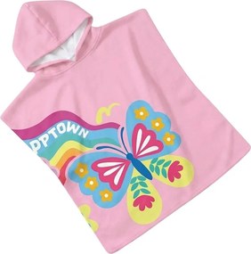 Poncho pentru copii BUTTERFLY roz