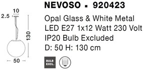 Pendul design modern Nevoso alb 50cm