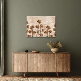 Tablou cu abstracția florilor - maro (70x50 cm)