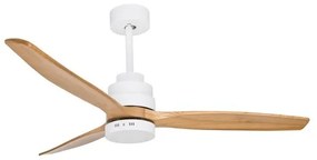 Ventilator de tavan cu telecomanda si iluminat NATURE alb/ stejar