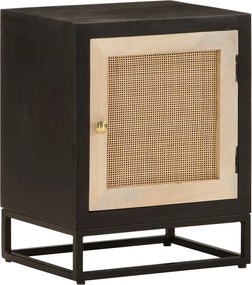 vidaXL Noptieră, neagră, 40x30x50 cm, lemn masiv de mango și fier