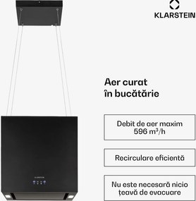 Klarstein Kronleuchter, hota tip insulă, 596 m³ / h, panou LED, clasa de eficiență energetică A