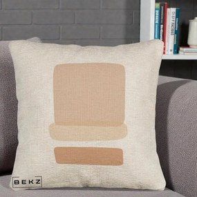 Perna Decorativa Abstract Forme Bej Poudre, 40x40 cm, Bej Canapea, Husa Detasabila, Perna Inclusa, BEKZ®