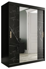 Dulap de haine 150 cm Marbelo T1 (mat negru + marmură neagră). 1064565