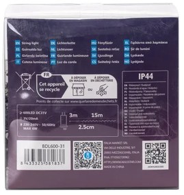 Aigostar - Instalație luminoasă LED de exterior pentru Crăciun, 600 LED, 8 funcții, 18 m, IP44, alb cald