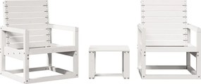 vidaXL Set mobilier de grădină, 3 piese, alb, lemn masiv de pin