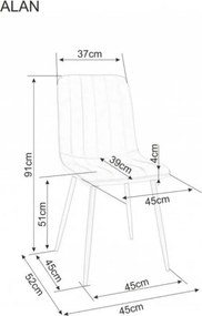 Scaun de masa ALAN B gri inchis cu picioare negre