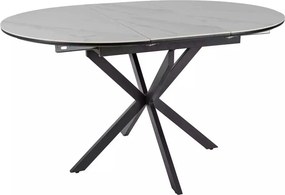 Masa extensibila GASTON, alb mat cu efect de marmura, ceramica/metal,