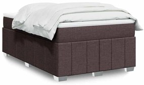 vidaXL Pat box spring cu saltea, maro închis, 120x200 cm, textil
