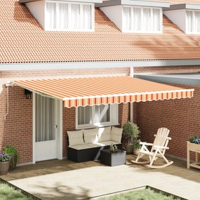 vidaXL Marchiză retractabilă manuală portocalie și roșie 450x300 cm