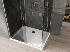 Mexen Omega cabină de duș glisantă 100 x 90 cm, grafit, crom + cadă Flat, alb - 825-100-090-01-40-4010